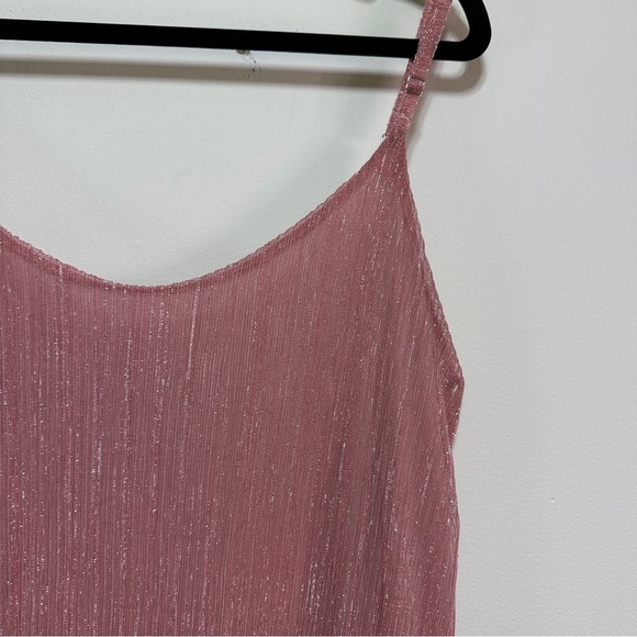 Astrid | Sheer Overlay Spaghetti Strap Sparkly Pink Cami - Picture 3 of 9